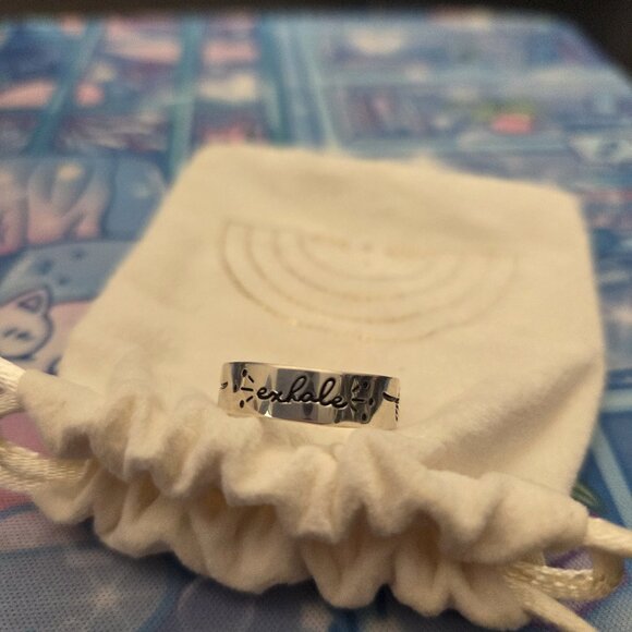 Rain + Bow Inhale Exhale Leaf Sterling Silver Band Ring Size 8 Rain & Bow - Picture 4 of 5